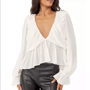 NEW! FREE PEOPLE Daia Pirate Airy Flounce Ruffle Peasant Peplum Top Blouse Small